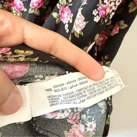 NWT. Zara Black Floral Print Midi Dress. Size S‎ - Picture 7 of 7